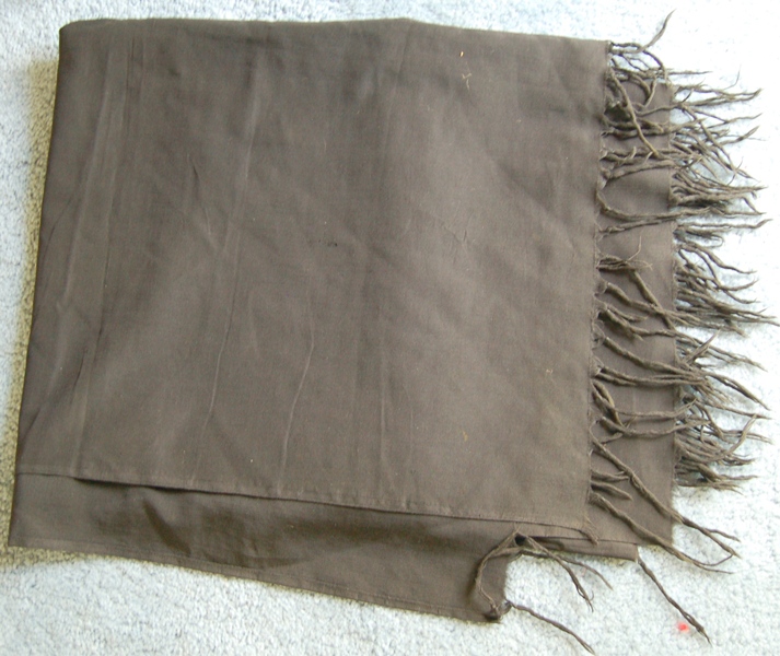 Black Cotton Shawl with Hand Knotted Fringe