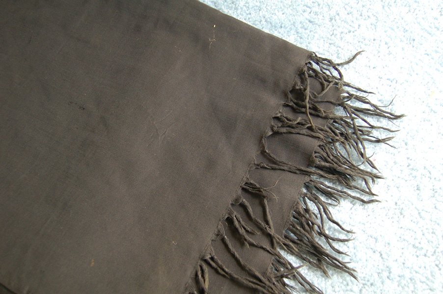 Black Cotton Shawl with Hand Knotted Fringe