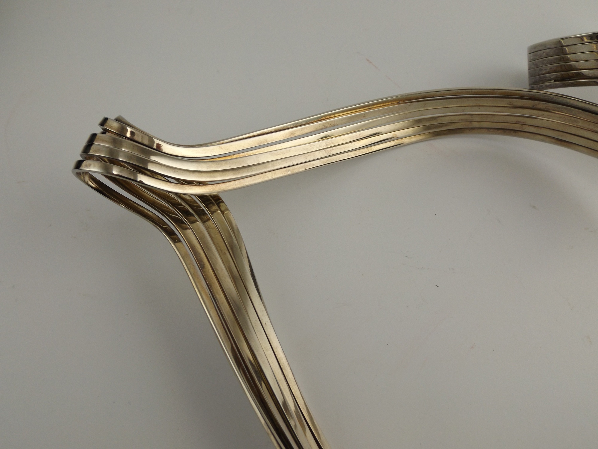 Modern Silver Tone Choker and Bracelet