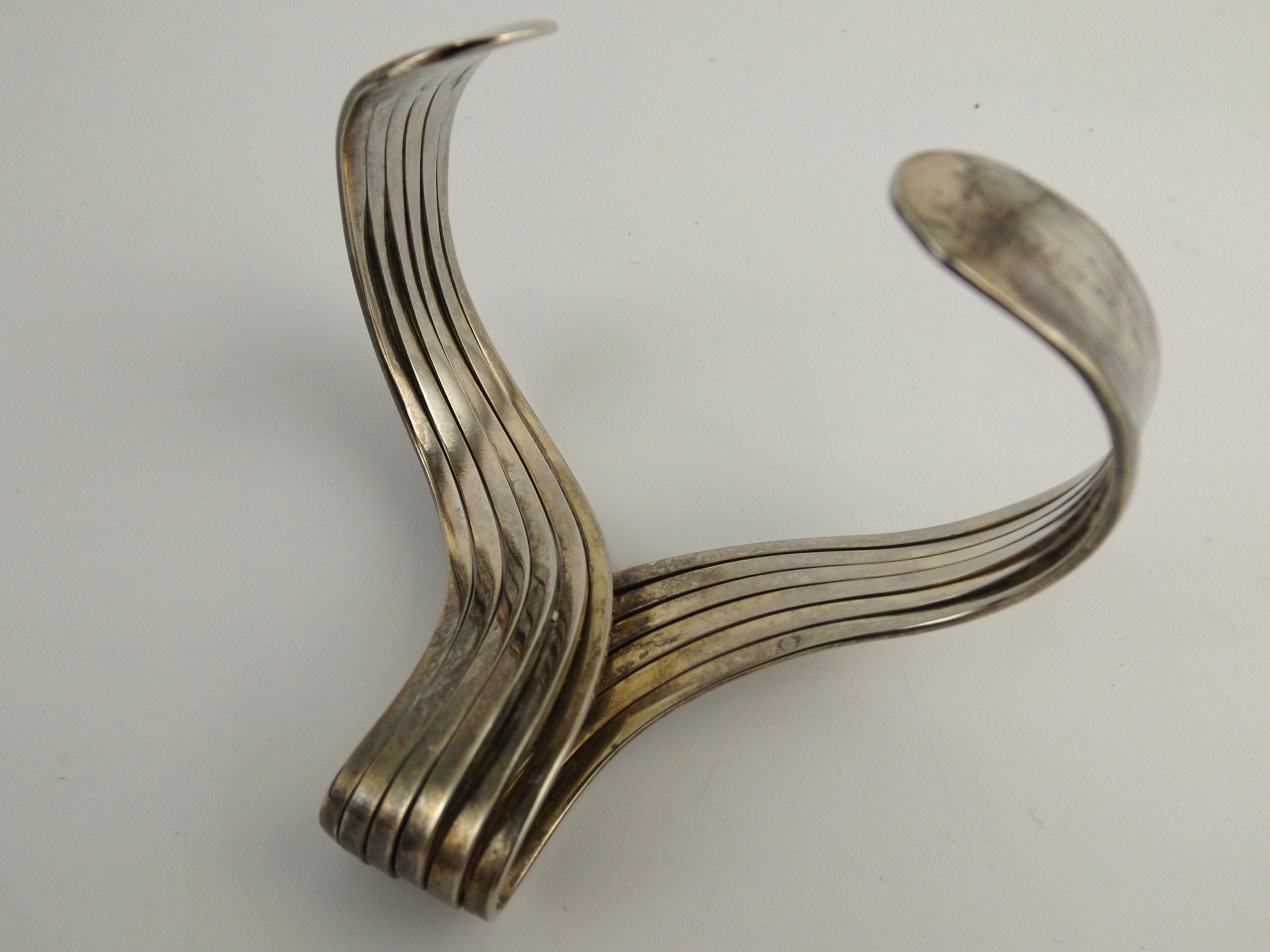 Modern Silver Tone Choker and Bracelet