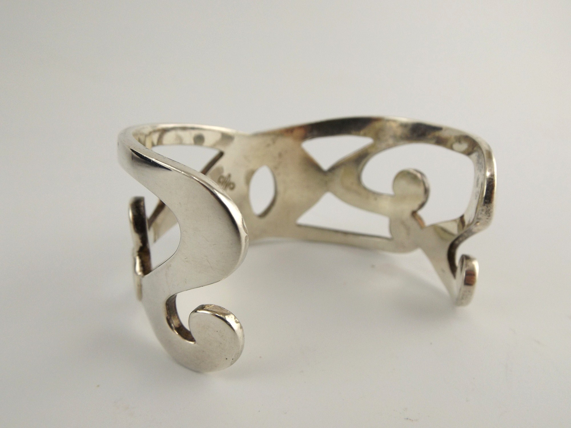 Modern Sterling Silver Bangle, Signed