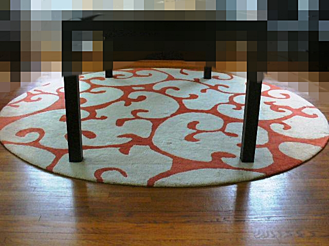 IKEA Contemporary Wool Round Area Rug in Beige and Burnt Orange