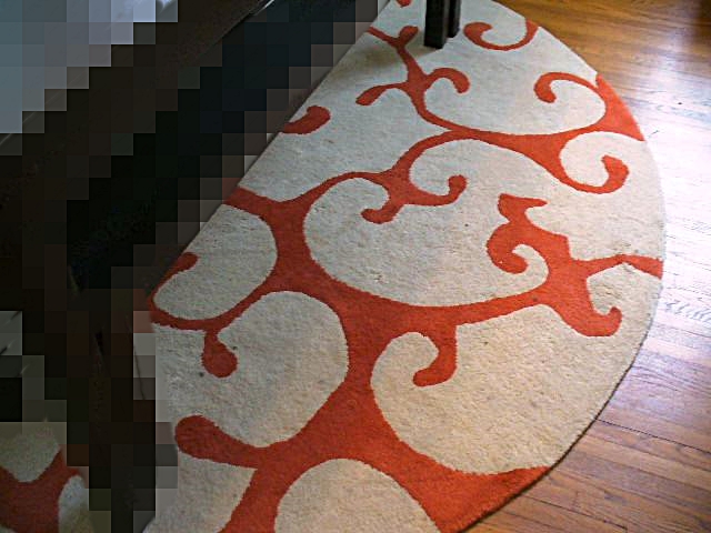 IKEA Contemporary Wool Round Area Rug in Beige and Burnt Orange