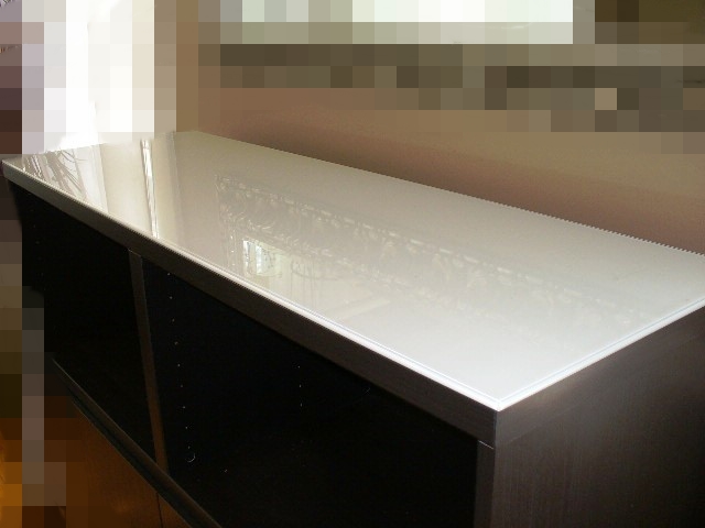 IKEA Credenza in Stained Oak with Open Storage and Two Cabinets