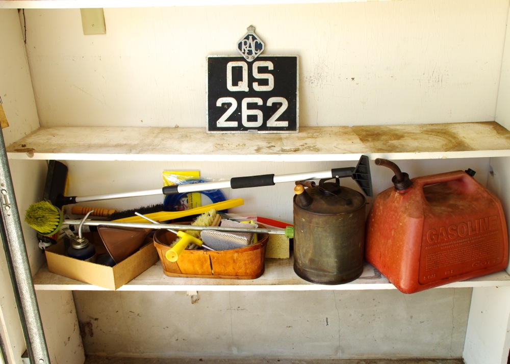 Automotive Supplies with Vintage License Plate from Great Britain