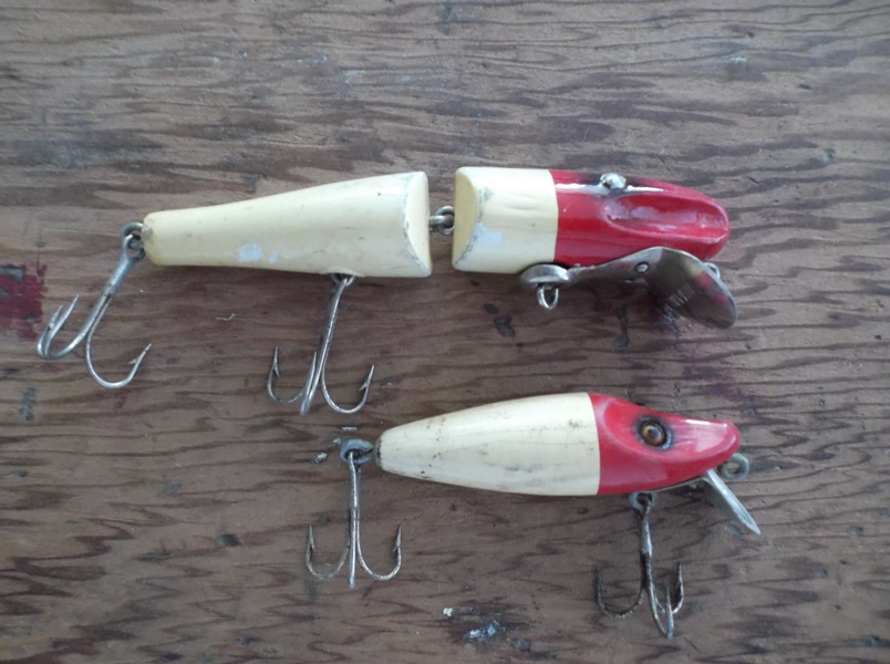 Two Red and White Vintage Fishing Lures 