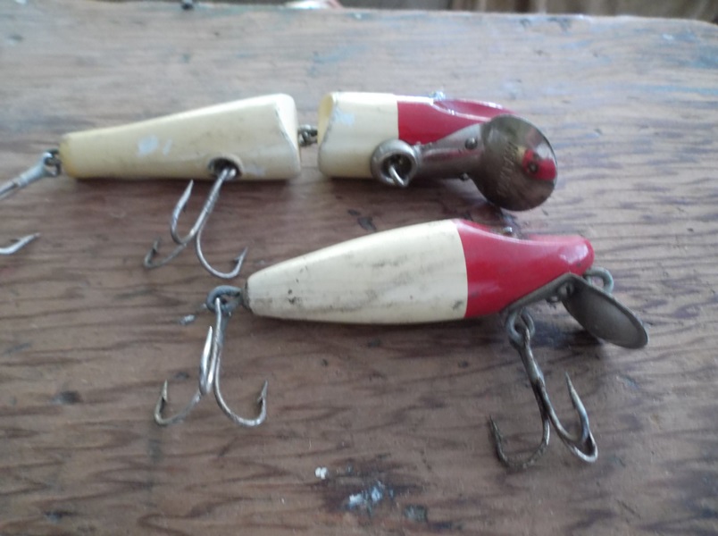 Two Red and White Vintage Fishing Lures 