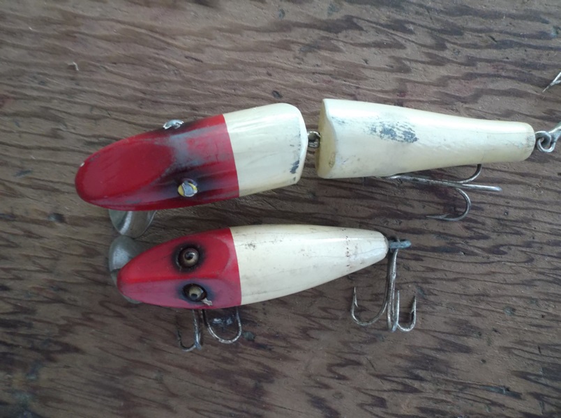 Two Red and White Vintage Fishing Lures 