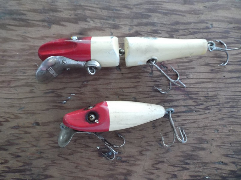Two Red and White Vintage Fishing Lures 