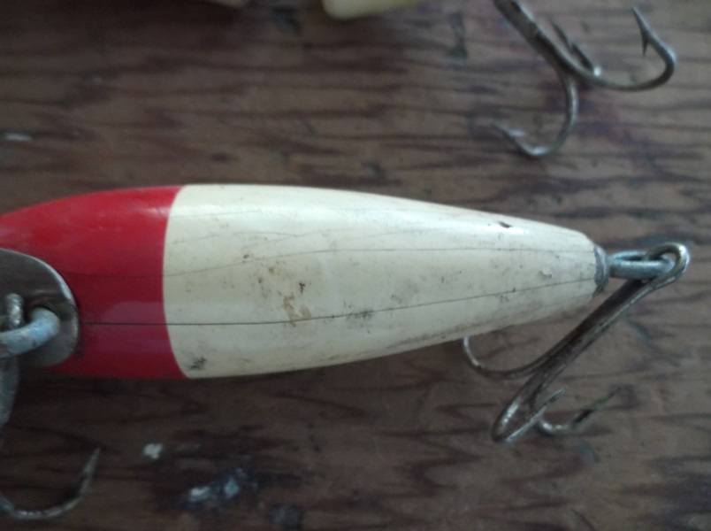 Two Red and White Vintage Fishing Lures 