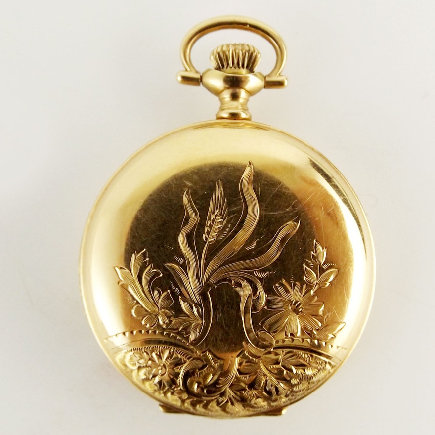 14k Yellow Gold Elgin Ladies Pocket Watch