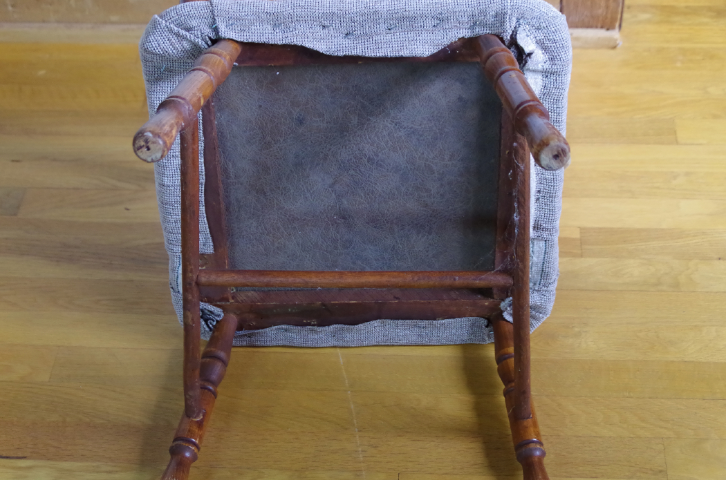 Vintage Child Size Cherry Chair with Upholstered Seat