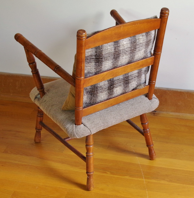 Vintage Child Size Cherry Chair with Upholstered Seat