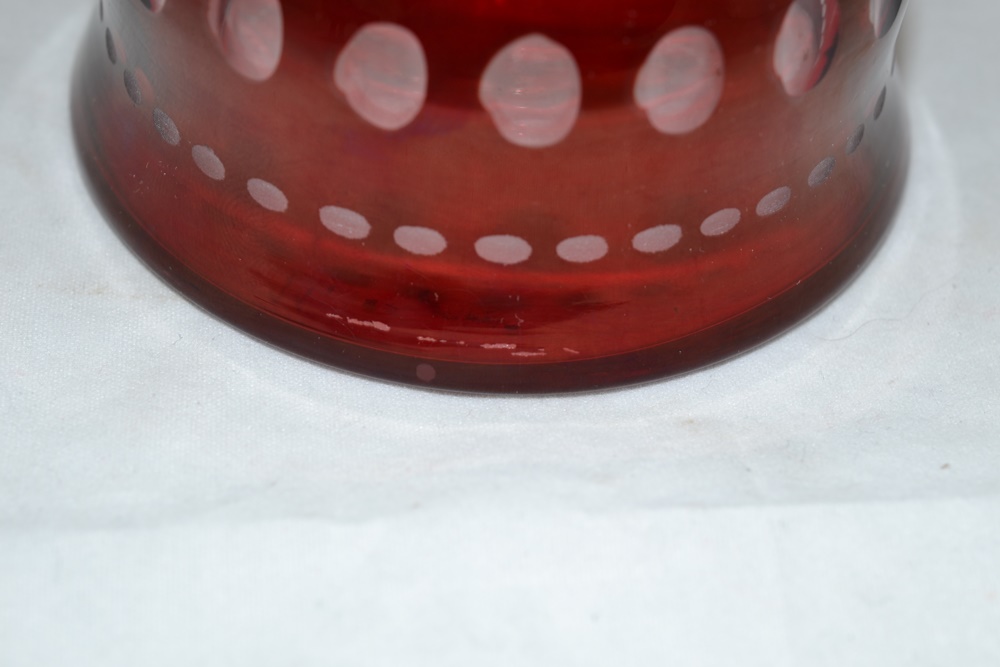 Vintage Egermann Ruby Red Bohemian Czech Glass Decanter & Glasses