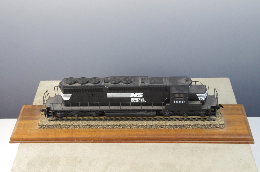 Vintage Model Train Engine Display, Clock, and Wood Box of CD's