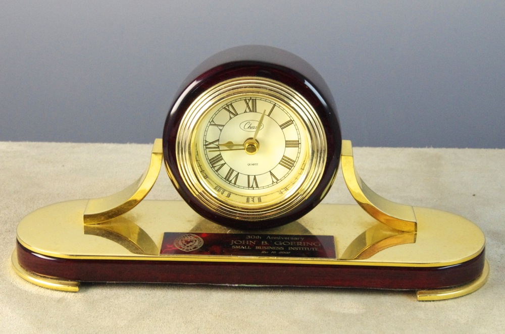 Vintage Model Train Engine Display, Clock, and Wood Box of CD's