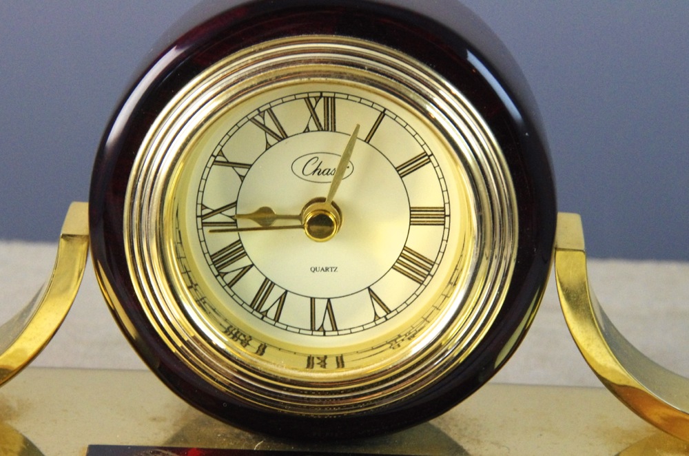 Vintage Model Train Engine Display, Clock, and Wood Box of CD's