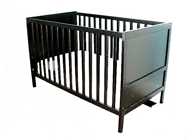 IKEA Solid Wood Baby Crib with Adjustable Side & Serta Mattress