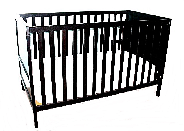 IKEA Solid Wood Baby Crib with Adjustable Side & Serta Mattress