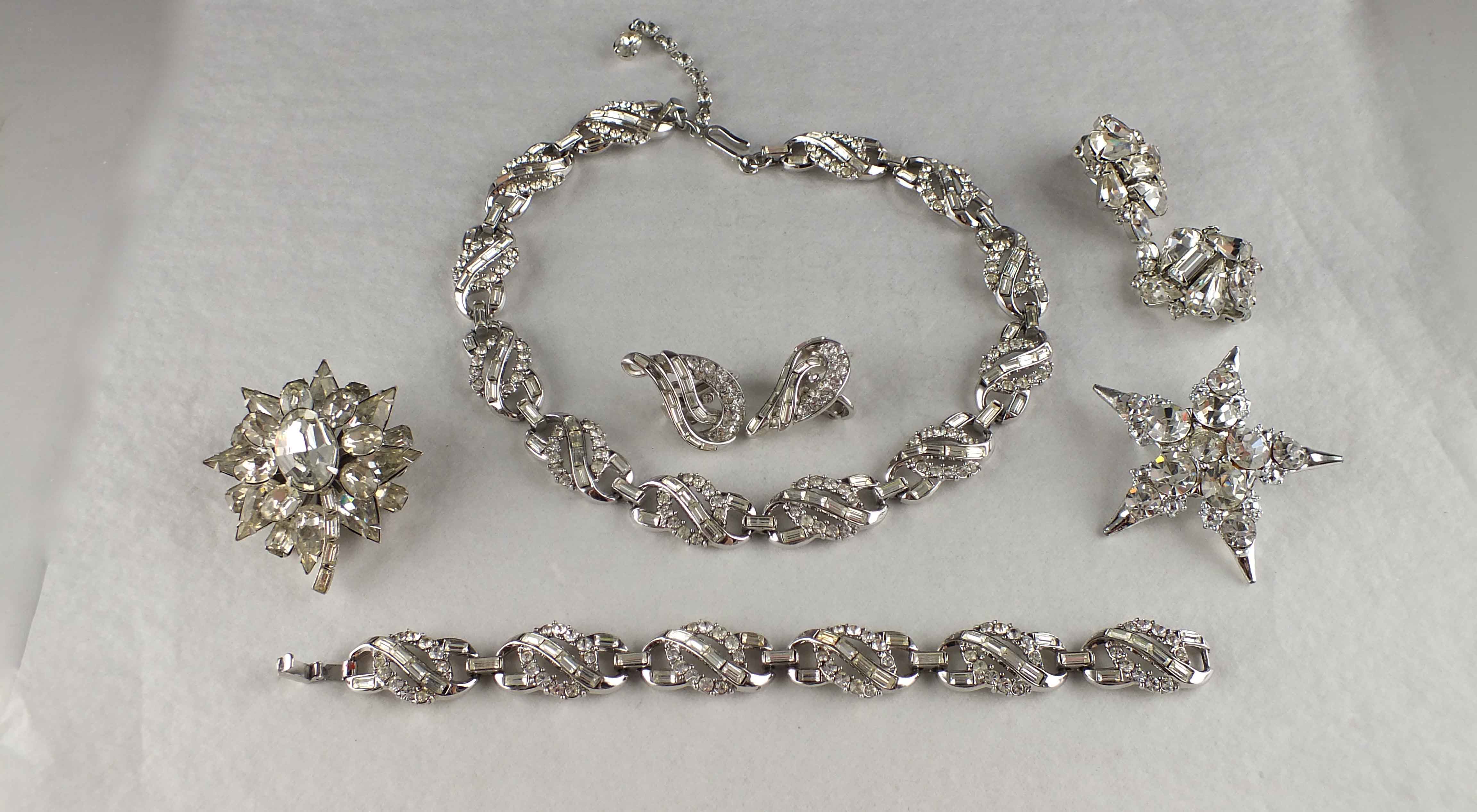 Vintage Trifari, Coro and Weiss Rhinestone Jewelry