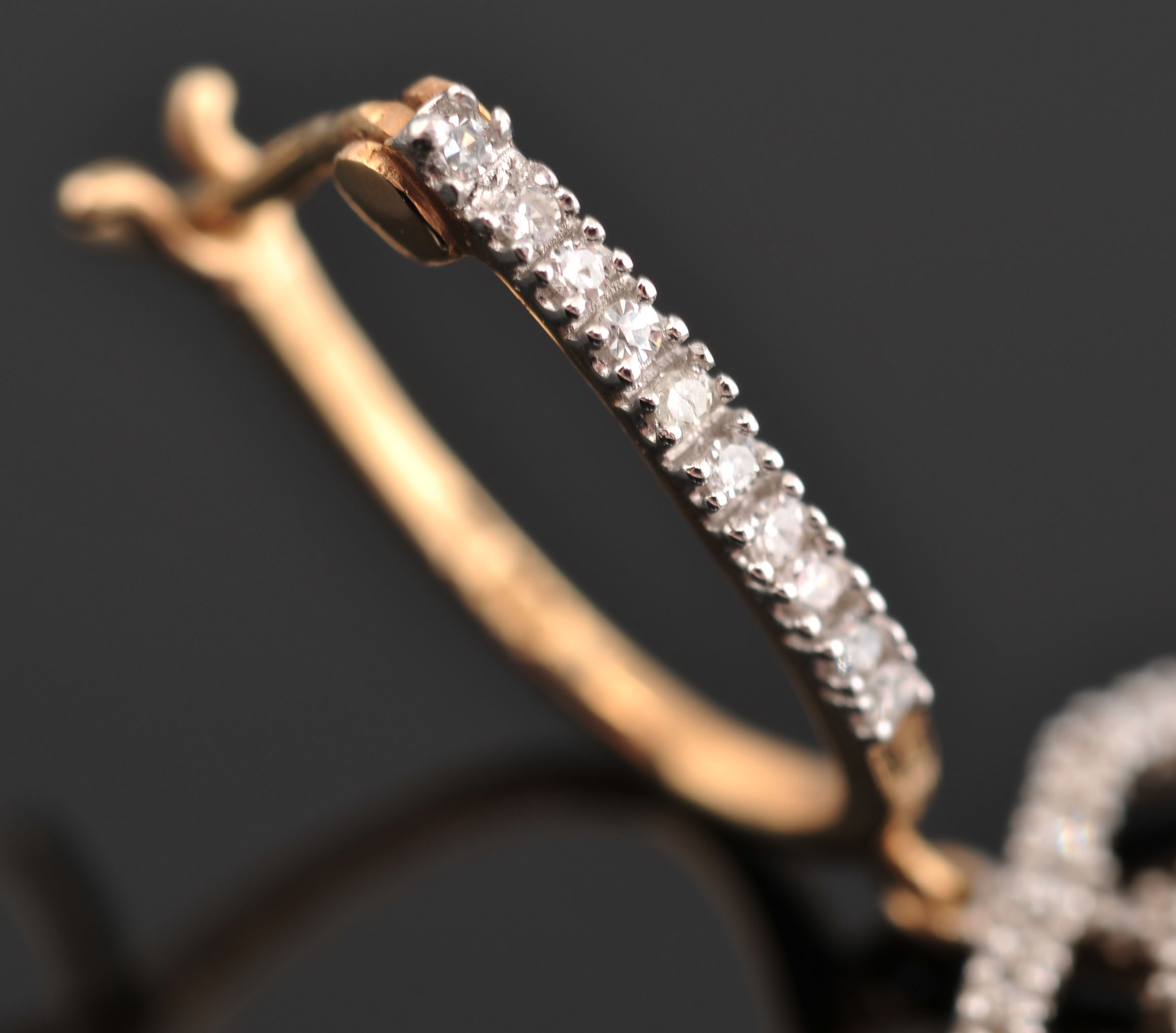 Pair of 14 K Yellow Gold Emerald and Diamond Dangle Earrings