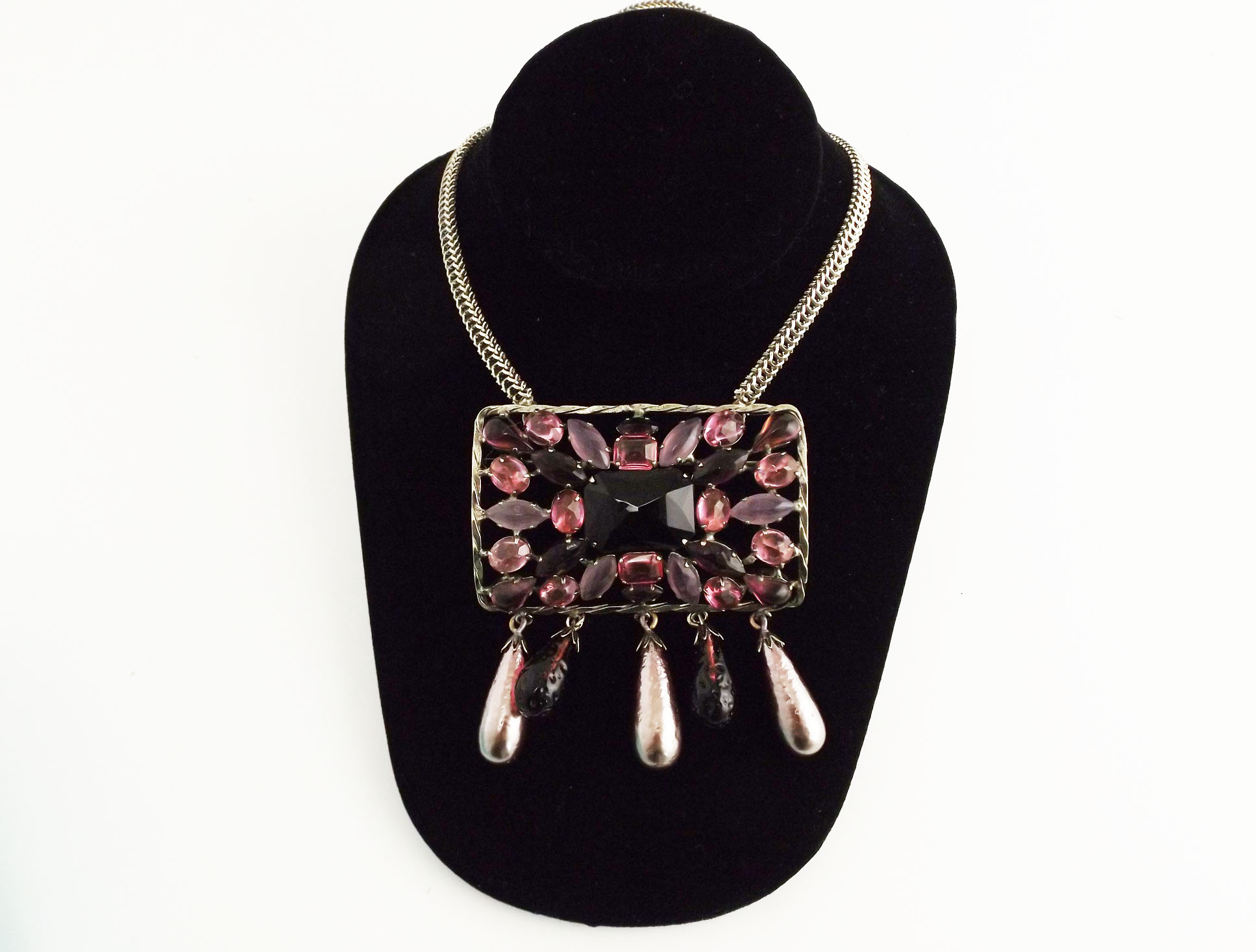 Purple Stone Brooch/Pendant Necklace