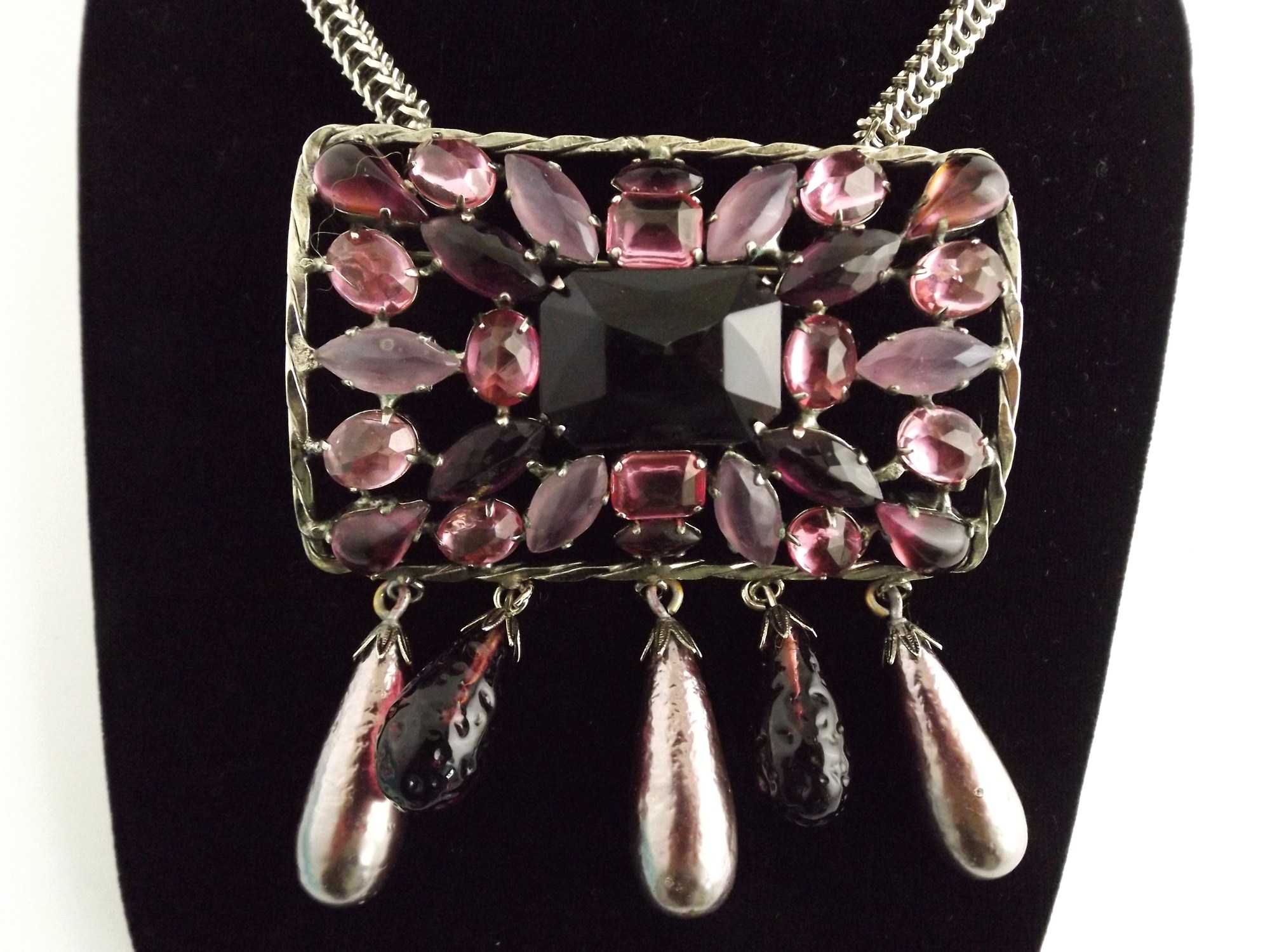 Purple Stone Brooch/Pendant Necklace