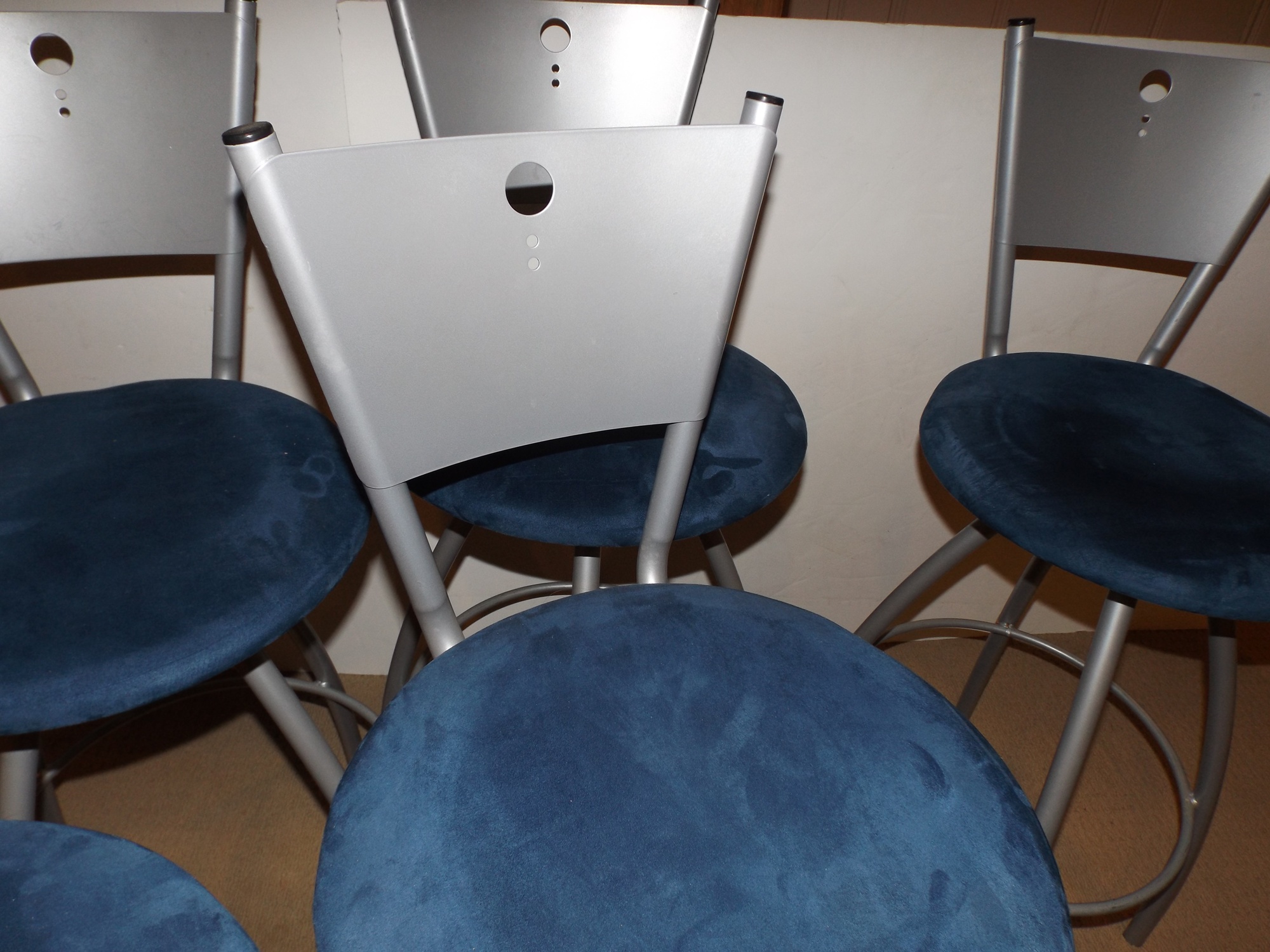 Six Modern Gray Metal Stools