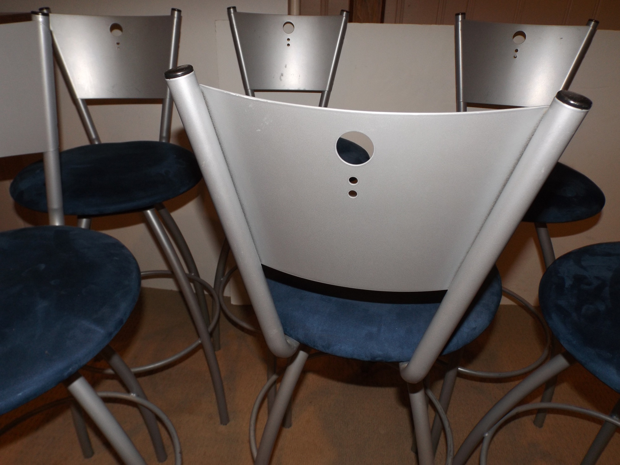 Six Modern Gray Metal Stools