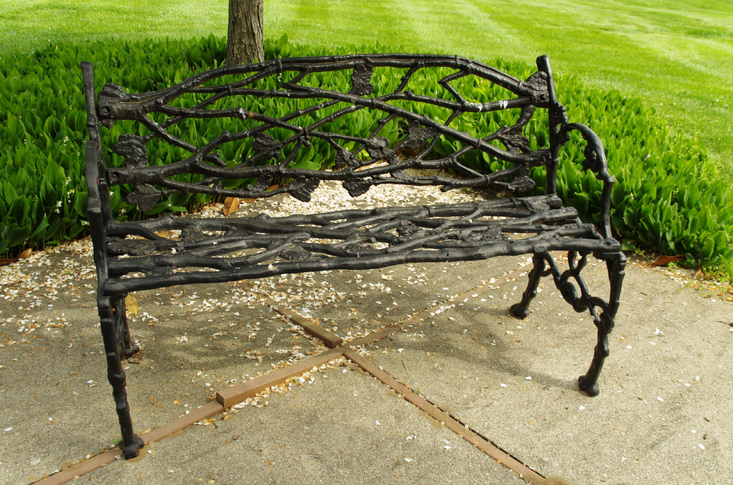 Vintage Cast Iron Love Seat with Branch and Vine Motif