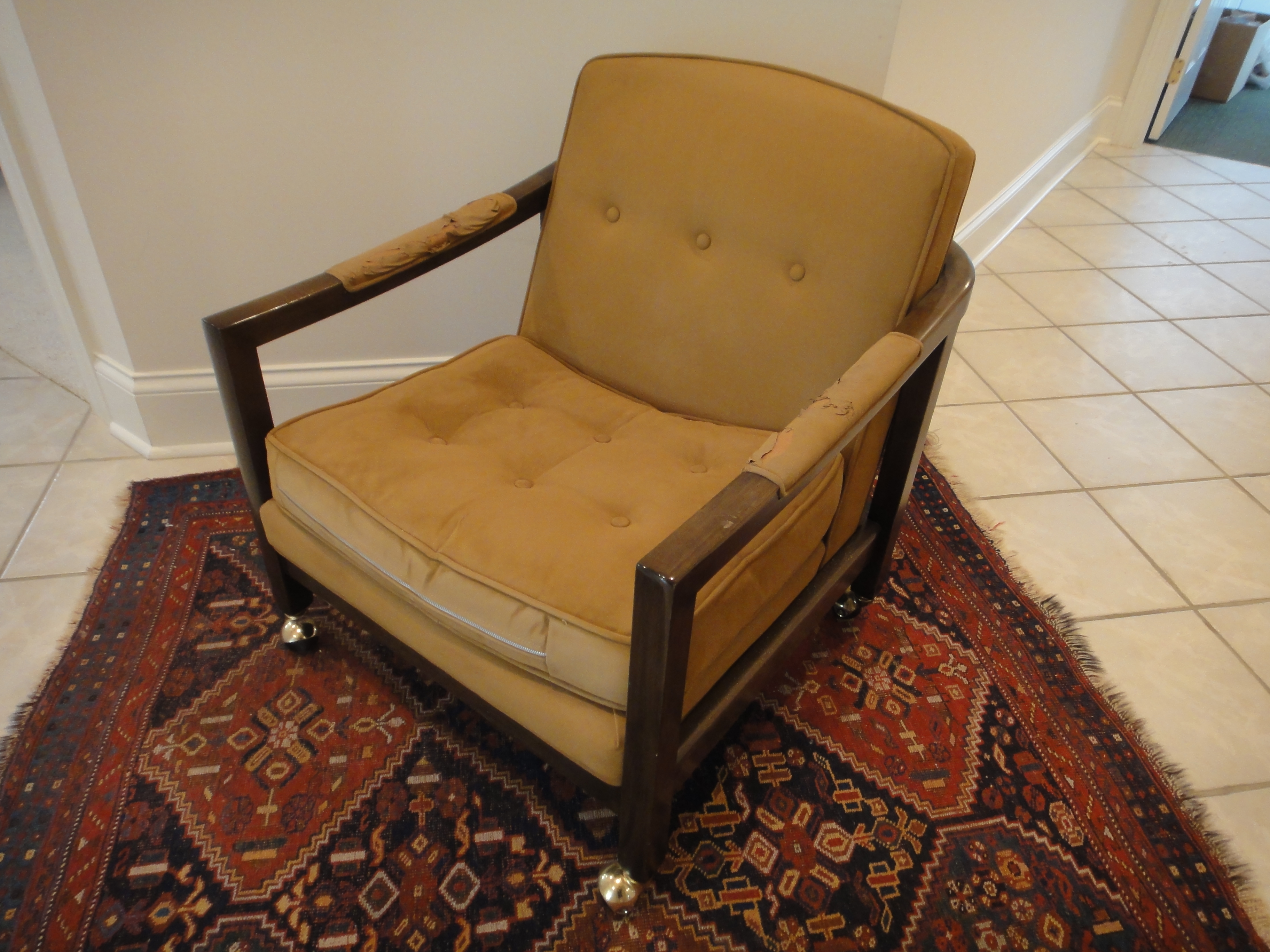 Ultra Sided Brown Suede Armchair by Dunbar 