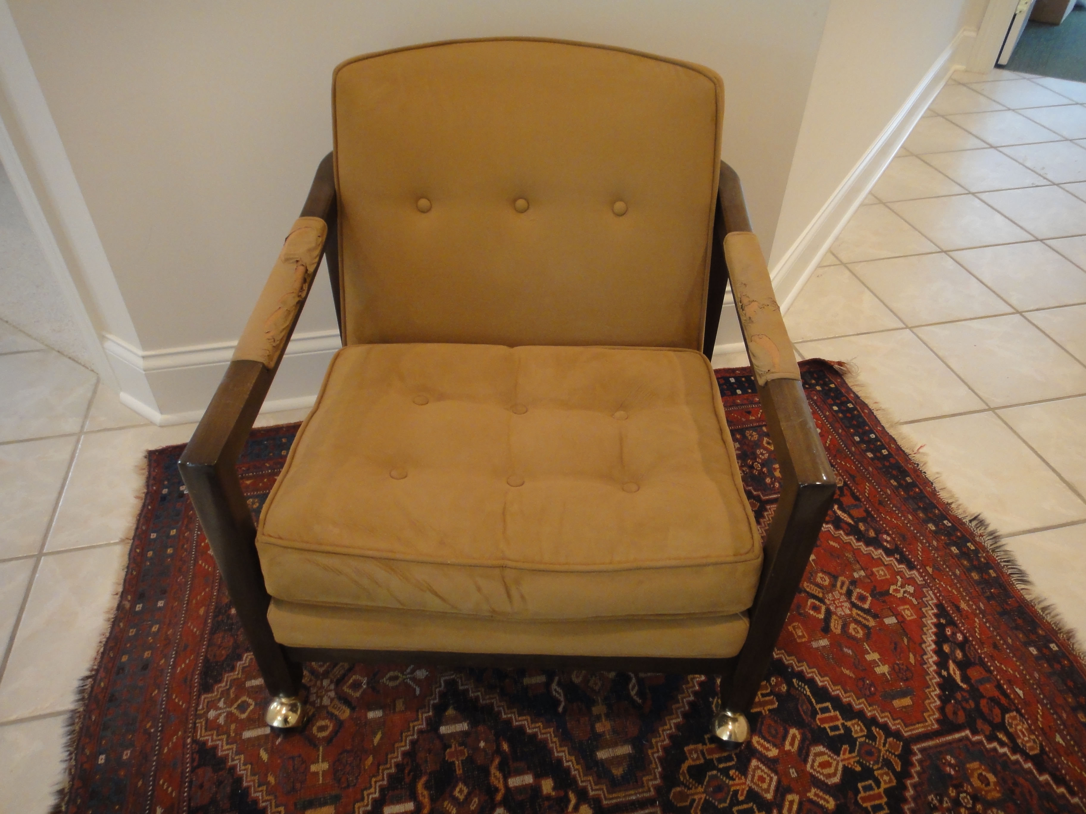 Ultra Sided Brown Suede Armchair by Dunbar 