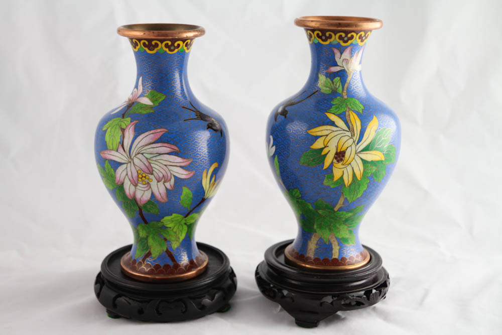 Pair of Chinese Cloisonne Vases