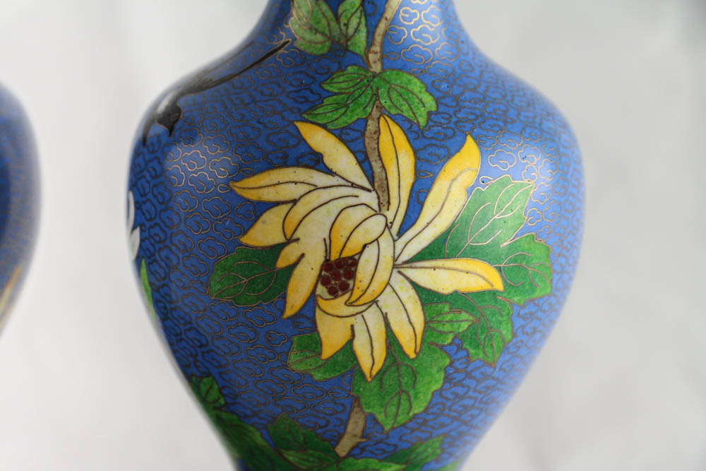 Pair of Chinese Cloisonne Vases