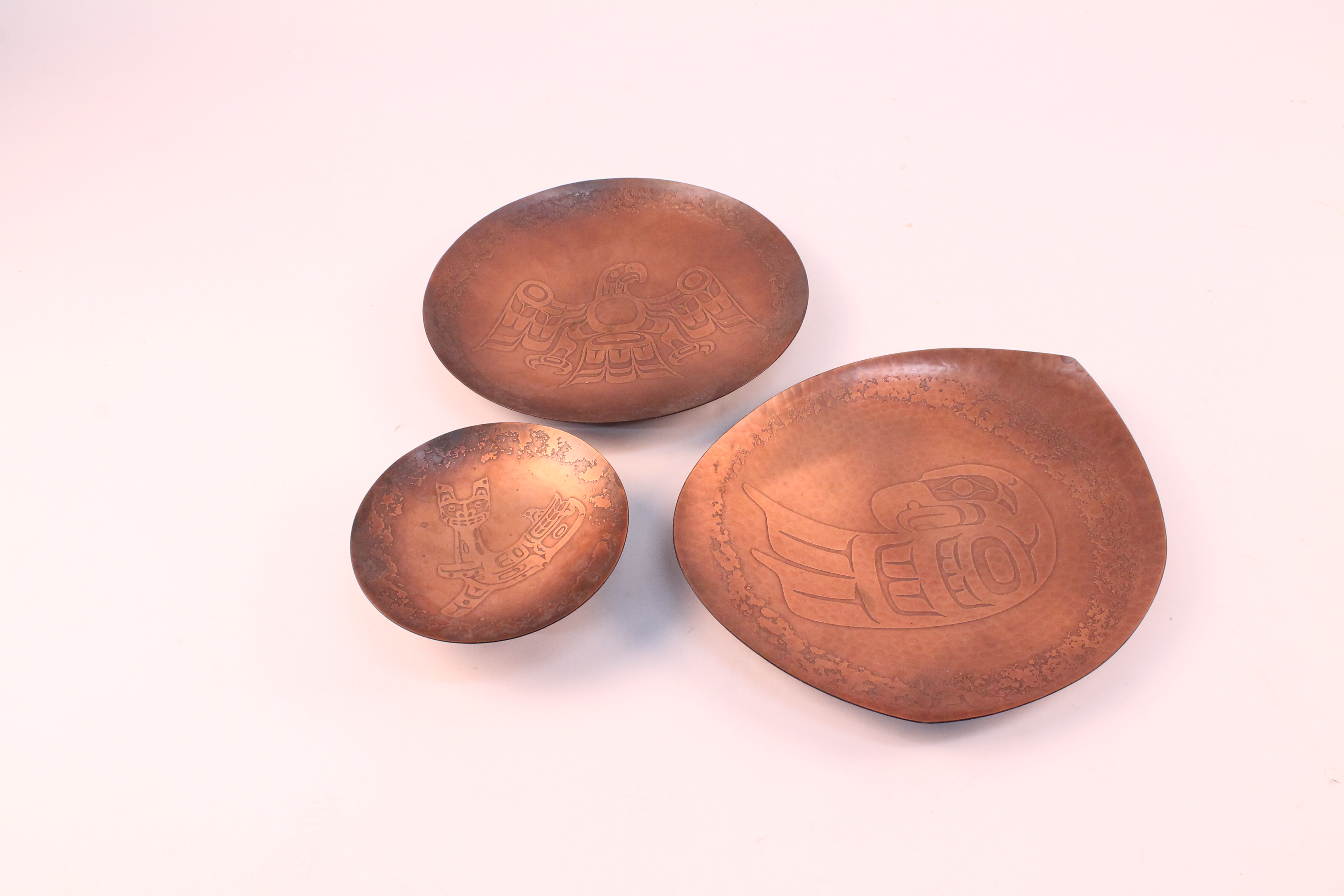 Harold Alfred Native Art Copper Plates and Bowl