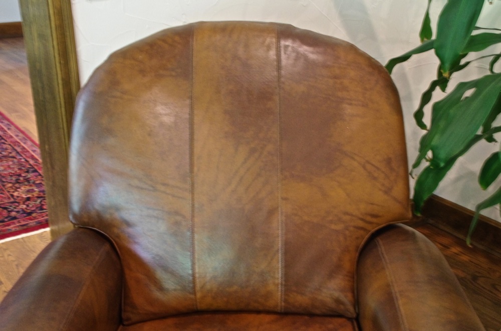Large Recliner with Brown Naugahyde Upholstery