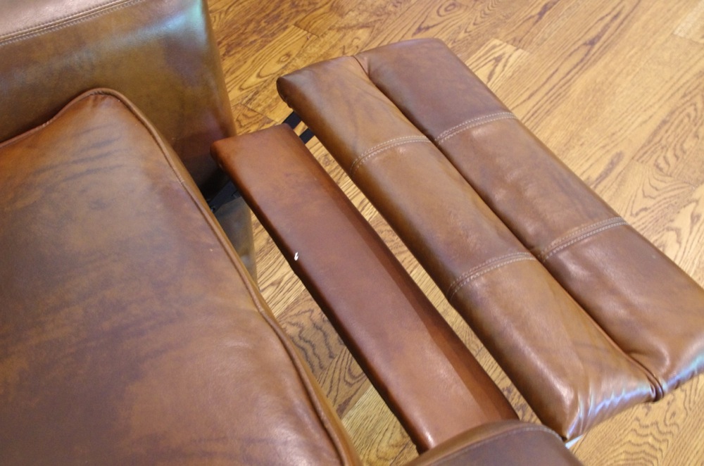 Large Recliner with Brown Naugahyde Upholstery