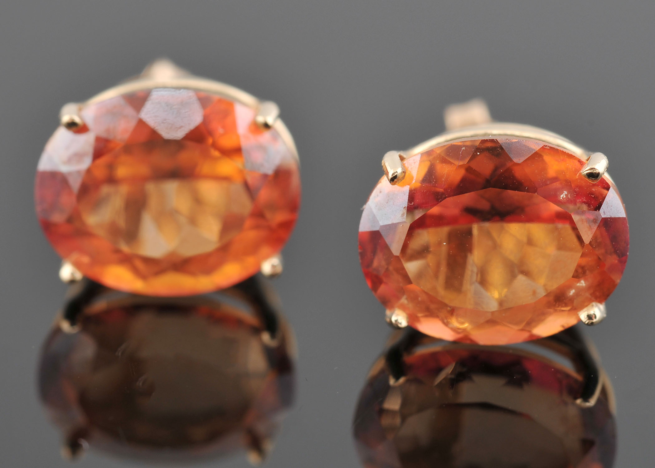 Pair of 14 K Orange Topaz Earrings