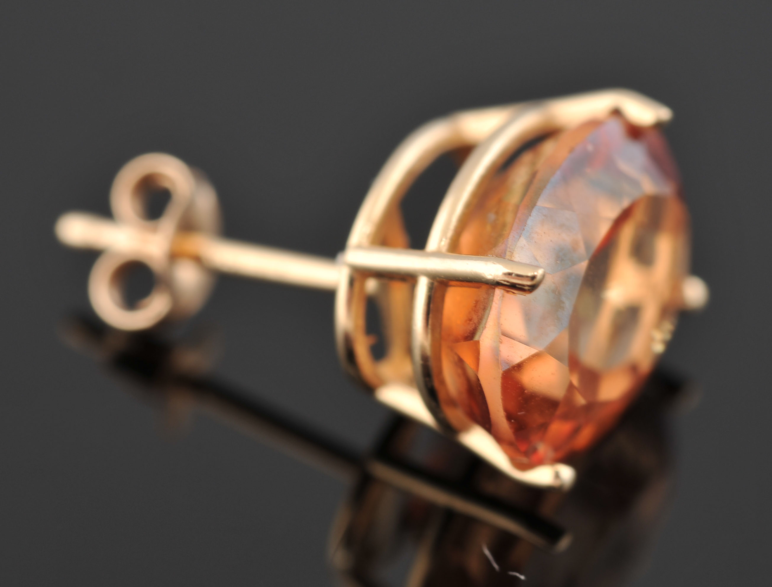 Pair of 14 K Orange Topaz Earrings