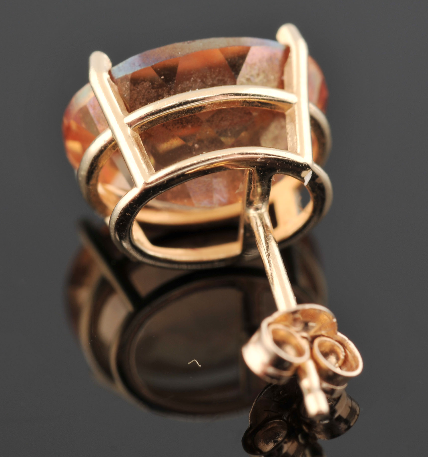 Pair of 14 K Orange Topaz Earrings