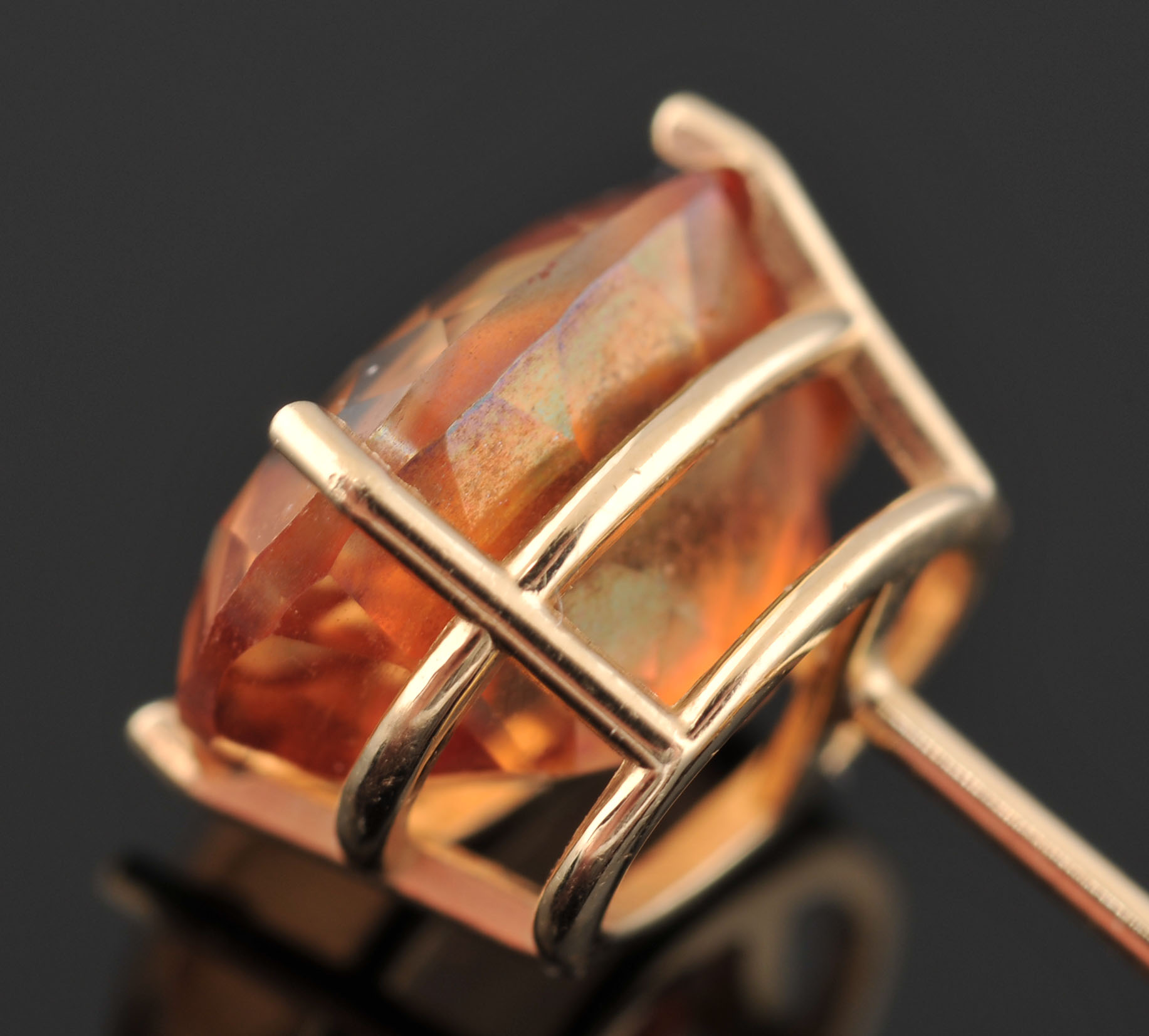 Pair of 14 K Orange Topaz Earrings