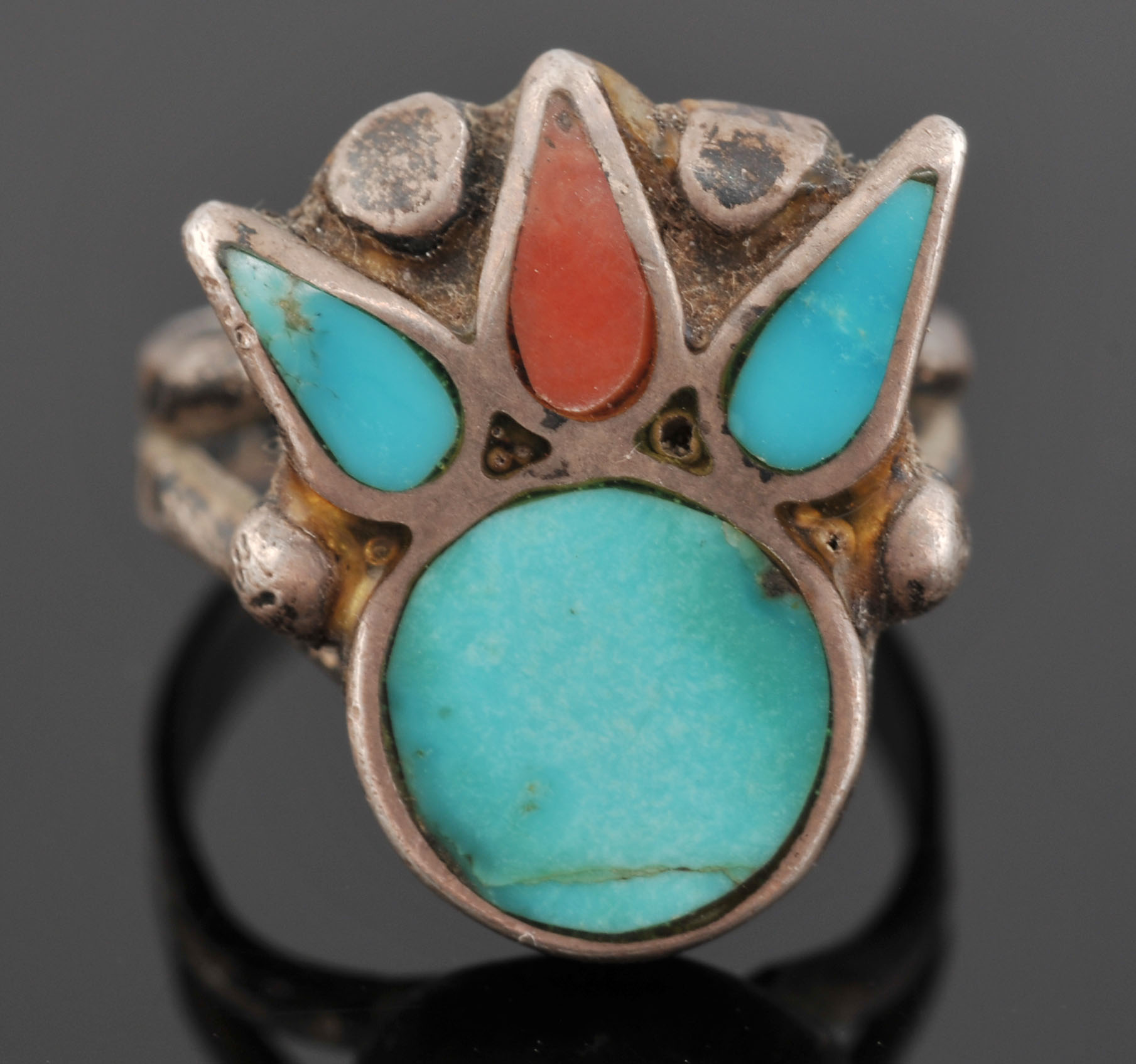 Two Unmarked Silver Zuni Indian Inlay Rings and Earrings