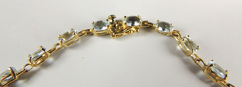 Aquamarine and 10KT Gold Bracelet