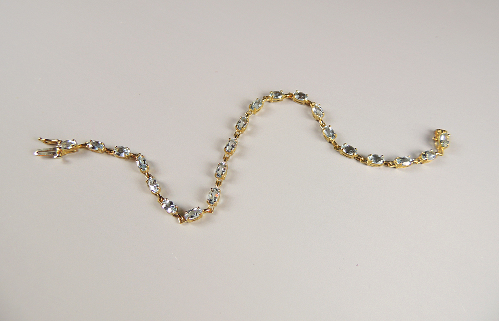 Aquamarine and 10KT Gold Bracelet