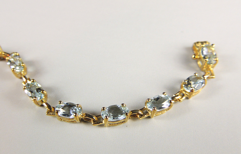 Aquamarine and 10KT Gold Bracelet
