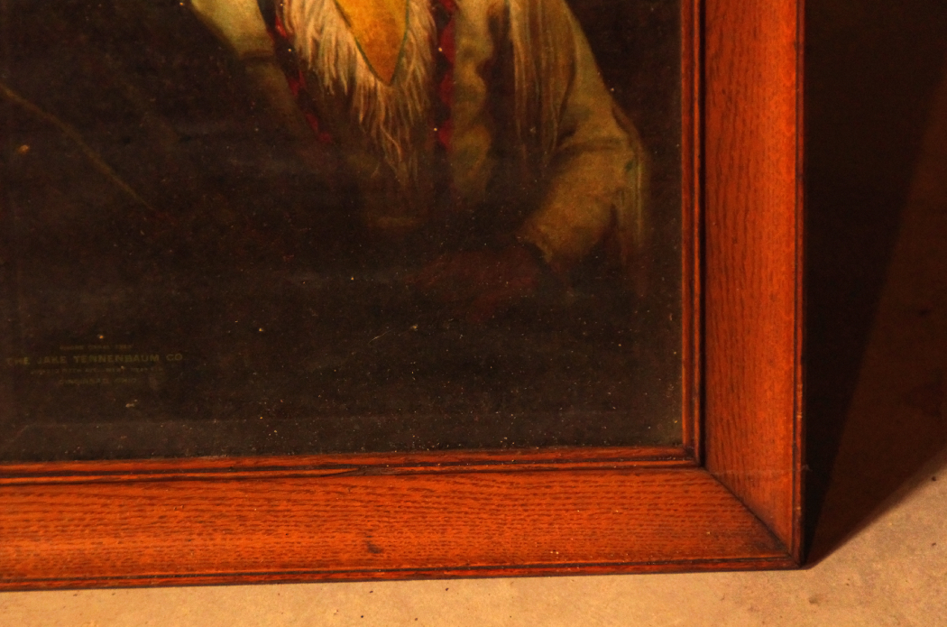 Vintage Advertising Print of a Native American Chief In Oak Frame