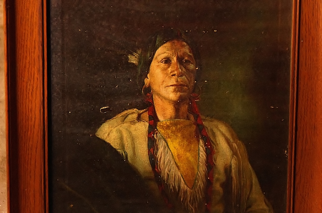 Vintage Advertising Print of a Native American Chief In Oak Frame