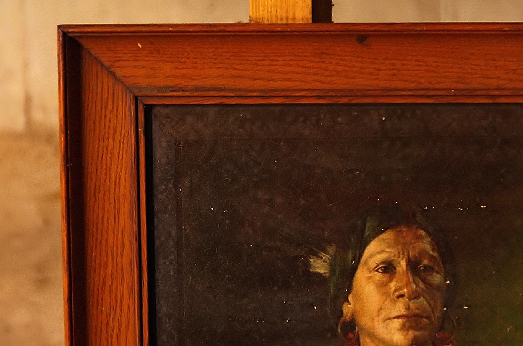 Vintage Advertising Print of a Native American Chief In Oak Frame