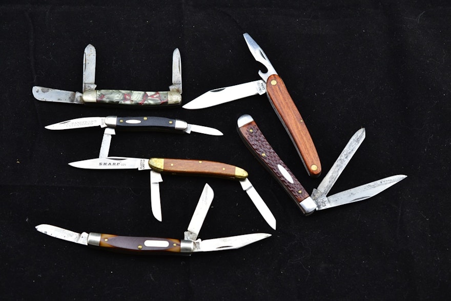 Six Vintage Slip Joint Folding Pocket Knives #2