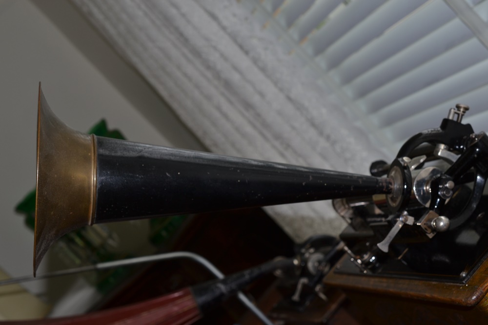 Circa 1908 Edison Model C Home Phonograph With Witches Hat Horn